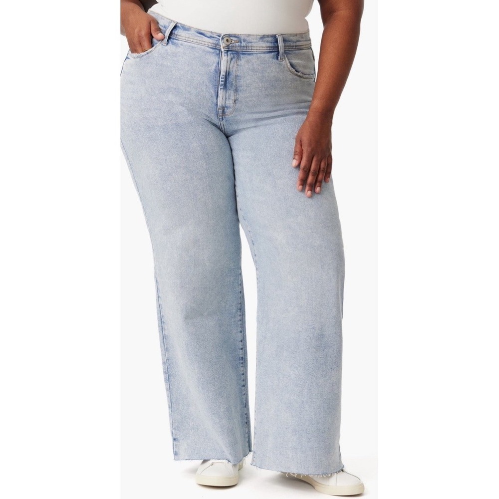 Kensie Kaya High Waist Wide Leg Jeans Plus Size * Light Wash Size 22 W NWT